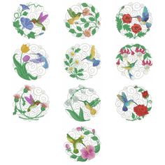 embroidery designs with flowers and butterflies on them