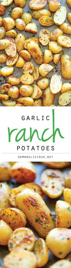 garlic ranch potatoes on the grill with text overlay