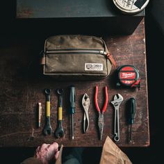 A rugged american made canvas dopp kit with brass zipper. Functional Waxed Canvas Hiking Bag, Leather Multi Tool Sheath, Electrician Tool Bag Haus Of Tools, Occidental Leather Tool Belt, Edc Multi Tool, Tool Kits, Tool Hacks, Tool Belt