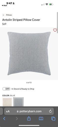 an image of a pillow on the app store's iphone page, with text below it