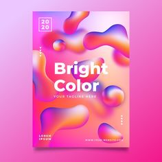 a bright colored poster is displayed on a pink and purple background with the words bright color