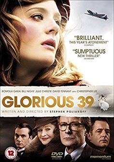 the movie glorious 39 is shown in two different languages, including one with a woman's face