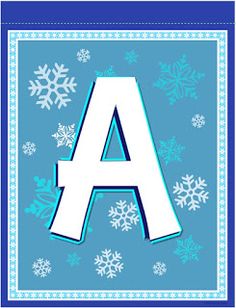 the letter a is surrounded by snowflakes