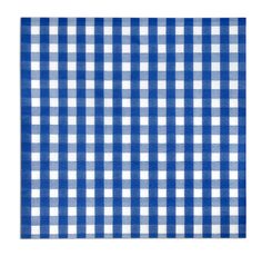 a blue and white checkered table cloth