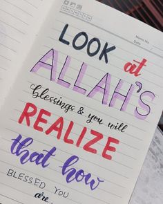 a note with the words look at allah's blessing and you will realize that bow