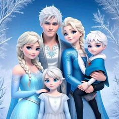 the frozen princess family is posing for a photo