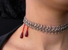 Vampire Bite, Vampire Bites, Chain Maille Jewelry, Chain Maille, Red Beads, Chain Mail, Halloween Jewelry