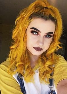 Yellow Hairstyles, Hair Color Yellow, Character Writing, Hair References, Bold Hair Color, Long Hair Color, Hair Color Shades, Elegant Hair