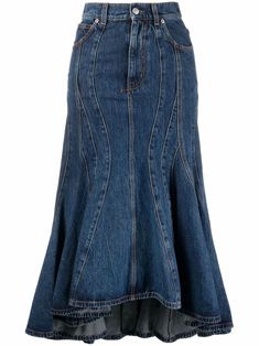 Mid Skirt, Calf Length Skirts, 70s Outfits, Blue Denim Skirt, Midi Flare Skirt, Recycle Jeans, Skirt Belt, Denim Midi Skirt, Midi Shirt Dress