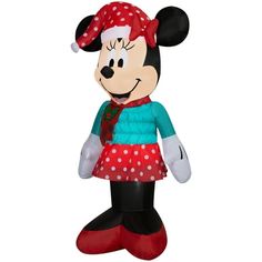 a minnie mouse stuffed animal wearing a red hat