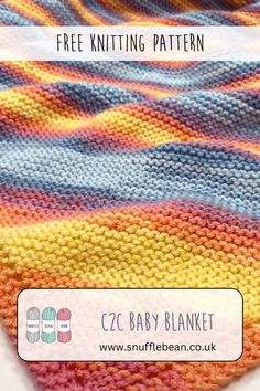 a crocheted blanket with the text free knitting pattern on it and an image of a