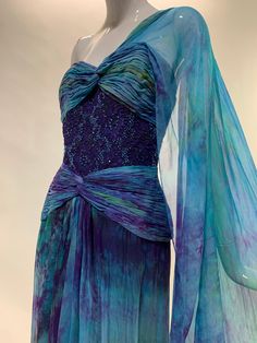 Embellished Blue Silk Gown, Bohemian Silk Gown With Fitted Design, Bohemian Silk Fitted Gown, Gown Aesthetic, Goddess Outfit, Goddess Gown, Turquoise Fashion, Ethereal Dress, Fairytale Fashion