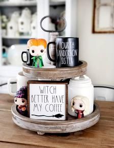 two coffee mugs are stacked on top of each other with the words witch and better have my coffee