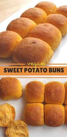 Vegan Sweet Potato Buns, light and fluffy these are perfect as dinner rolls or burger buns Vegan Dinner Rolls, Potato Buns, Sweet Potato Buns, Patisserie Vegan, Cooking Steak, Potato Brownies, Vegan Sweet Potato, Vegan Bread, Vegan Thanksgiving