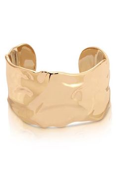 A textured finish enhances the artful appeal of a polished cuff bracelet that's a standout accessory for any occasion. 18k-gold or silvertone plate Imported Arm Cuffs Jewelry, Arm Cuff Jewelry, Gold Arm Cuff, Statement Cuff Bracelet, Hoco Ideas, Gold Cuff Bracelet, Prom Inspo, Cuff Jewelry, Gold Bracelet Cuff