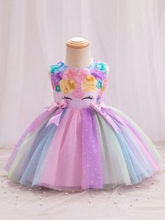 Baby Girl Cosplay Unicorn Flower Girl Dress, Tulle Puffy Skirt Formal Party Dress Pink Elegant  Sleeveless Woven Fabric Floral,Ombre,Plants Fit and Flare Non-Stretch  Baby Girls Clothing, size features are:Bust: ,Length: ,Sleeve Length: Flower Girl Dress Tulle, Princess Tutu Dresses, Unicorn Flower, Fancy Top, Baby Party Dress, Girl Cosplay, Puffy Skirt, Tutu Dresses