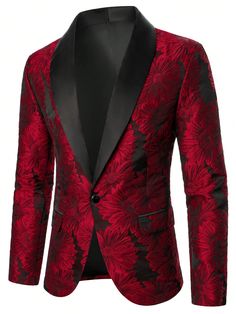 This link only sells blazerMen's Elegant Red Printed Suit Red Party  Long Sleeve Fabric Colorblock,Floral Regular Non-Stretch  Men Clothing, size features are:Bust: ,Length: ,Sleeve Length: Printed Suit, Campus Style, Man Blazer, Red Party, Red Suit, Prom Outfits, Elegant Red