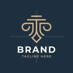 the logo for brand tagline here is designed in gold and black with an elegant design