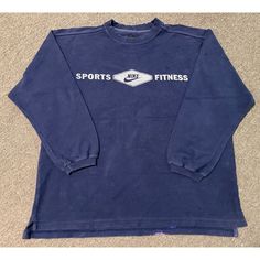 Vintage 80s Mens XL Nike Air Sports Fitness Distressed pullover Spellout CrewNeck Sweatshirt in Navy Blue. Shipped with USPS Priority Mail. Don't miss out; once it's gone, IT'S GONE! Product Condition: Pre-owned and in distressed condition! Minor holes and stains due to age and normal wear & tear. Please see pictures. Stay in the loop by following my IG @Retro_ology for the latest vintage gear! Measurements: Missing original size tag, fits like men's XL. All measurements taken flat. Please compa Nike Crewnecks, Air Sports, 80s Mens, Nike Workout, Nike Sports, The Loop, Vintage Adidas, Vintage Nike, Sport Fitness