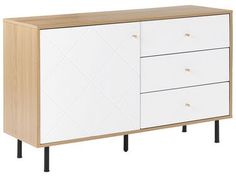 Scandinavian Glam, Sideboard Modern, Mobile Tv, White Doors, Particle Board, Touch Of Modern, Scandinavian Style, White Oak, Style Moderne