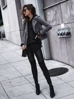 November 12, 2017 Layers on layers - Jacket: Blank nyc Hoodie: Pam & Gela Tank: AG Leggings: Helmut Lang Boots: Stuart Weitzman Sunglasses: Quay Nyc Hoodie, Rocker Chic Style, Chic Athleisure, Sunglasses Quay, Edgy Street Style, Edgy Fashion Outfits, Personal Fashion Stylist, Edgy Outfit, Chic Streetwear