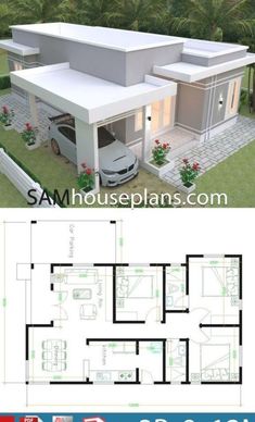 two story house plan with 3 car garage and living room in the front, from top to bottom