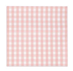 a pink and white checkered table cloth