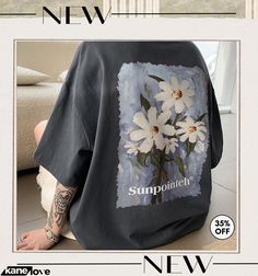 Men Fashion Casual Basic Letter Flower Pattern Short Sleeve Round Neck Loose T-shirt Streetwear Couple, T Shirt Sale, Loose Fashion, Concept Clothing, American Casual, Summer Streetwear, Shirt Print Design, Floral Print Shirt, Floral Print Shorts