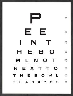 an eye chart is shown in black and white with the words pee, hebo, we