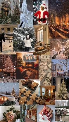 a collage of photos with christmas decorations