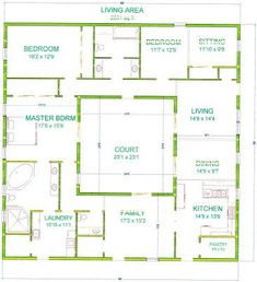 the floor plan for a small house with two bedroom and living area on each side