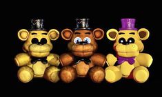 three stuffed animals wearing top hats and bow ties