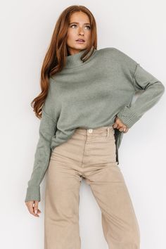 Evermore Knit Sweater | Sage - Baltic Born Fall Sweaters For Women, Ootd Instagram, Inexpensive Clothes, Baltic Born, Sage Color, Textured Sweater, Outfit Inspiration Fall, Trendy Fall, Mock Turtleneck