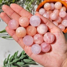 Pink Morganite Mini Sphere You will receive one intuitively selected, you will choose size at checkout. Size: XS- 5-9g, 16mm  S- 10-14g, 18mm M- 15-19g, 21mm L- 20-25g, 24mm  Morganite Healing Properties: - Heart Chakra - The stone of Divine love - Helps one to be more receptive of love from others - Can help one recognize and heal old emotional patterns of judgement, fear, self-hatred, or manipulation - Can serve as a great companion during times of grief  Affirmation: "Divine love enters throu Morganite Aesthetic, Pink Aesthetic Crystal, Morganite Crystal, Light Pink Crystal, Spiritual Pink Crystals Gemstone, Crystals Pink, Pretty Crystals, Rose Quartz Meditation, Divine Love