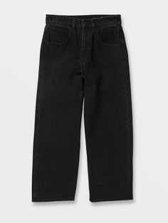 Inspired by Volcom's heritage archives, the Billow loose fit jean has been modernized as a perfect blend of past, present, and future. Delivering just enough 'baggy' without looking like an ill-fitting piece from the 90s, it's just long enough not to stack on the ankles or tuck under shoes, and the leg opening is the perfect circumference for proper shredding without tangle. This reimagined classic has Volcom DNA plastered all over it. We know he's going to love it.  -   - Loose leg tapered fit Black Baggy Jeans, Big Pants, Black Jeans Men, Black Jeans Outfit, Black Pants Men, Men Stylish Dress, Jeans Cargo, Water Usage, Loose Fit Jeans