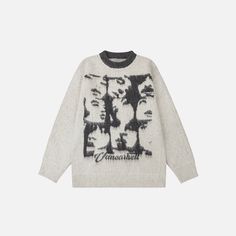 DetailsMaterial: Polyester, Acrylic Collar: O-neck Y2k Abstract, Sweater Streetwear, Trim Styles, Cozy Knit Sweater, Oversized Jumper, Abstract Face, Knit Sweaters, Abstract Faces, Abstract Portrait