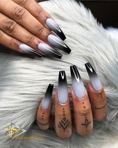 nails james charles Ombre Nail Colors, Black Ombre Nails, Grey Acrylic Nails, Grey Nail Designs, Unghie Sfumate, Black Acrylic Nails, Ombre Acrylic Nails, Goth Nails