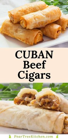 an image of cuban beef cigars on a plate