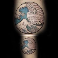 two tattoos that have waves on them