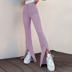 You can count on Idoravans elastic waistband pants to take care of casual and exercise days. The soft fabric feels smooth against your skin and it is made with a relaxed fit for optimal comfort, with elastic waistband and relaxed fit at the booty area fitting more kinds of bodyline easily.Unique detail designed for this trousers make you so special & stands out in the crowd.They are perfect for the gym, yoga, pilates, running, quick jog or just relaxing at home.A full-length silhouette makes these womens sweatpants a comfortable year-round option. To give you a better wear experience, these pants for women have various sizes for you to choose, fit for most women and girls.Please Refer to Our Size Chart for Specific Measurements to Achieve the Perfect Fit. Size: XL.  Color: Purple.  Gender: Mens Casual Jeans, Basic Jackets, Bootcut Pants, Hem Style, Feminine Look, Boho Stil, Womens Loungewear, Slim Pants, Split Hem