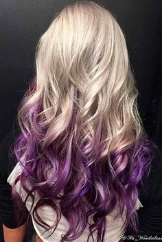 + Ombre Hair Ideas Trending Today: From Natural Brown And Blonde Ombre Hair To Fairy-Like Contrasts ★ Lavender Ombre Hair, Blonde And Purple Hair, Purple Highlights Blonde Hair, Lavender Hair Ombre, Highlights Bob, Reverse Ombre Hair, Long Ombre Hair, Lavender Ombre