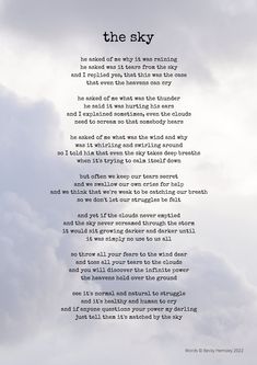 the sky poem with clouds in the background