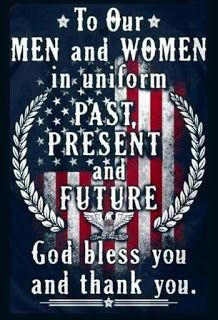 an american flag with the words to our men and women in uniform past present and future god