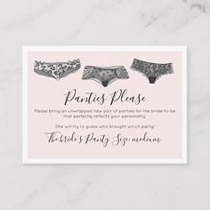 Watercolor Lace Lingerie Shower Panty Party Enclosure Card.
Design features an elegant watercolor leaves frame with a modern style text layout. To make advanced changes, please select "Click to customize further" option under Personalize this template. Lingerie Shower Games, Panty Party, Lingerie Bridal, Bridal Shower Planning, Bridal Bachelorette Party, Lingerie Shower, Bachelorette Party Invitations, Watercolor Invitations, Lace Lingerie