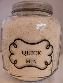 a glass jar with a label on it that says quick mix