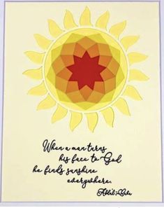 a card with an image of a sun on it