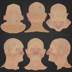 multiple views of the head and neck of a man