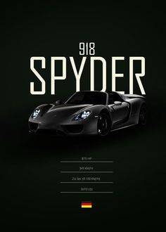 a black sports car with the words spyder on it