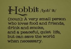 a poem written in black ink on a yellow background with words describing hobbit