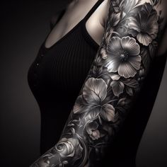 a woman's arm with flowers on it